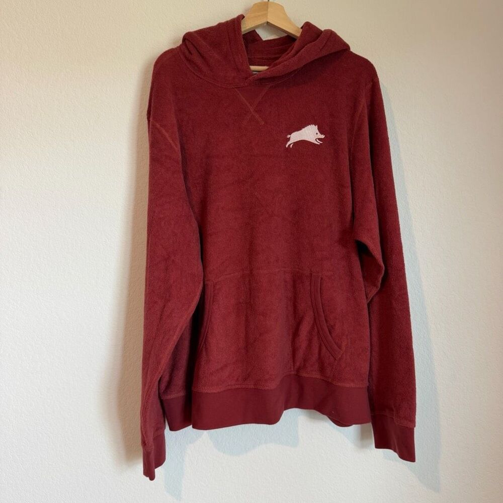 Outerknown Red French Terry Knit Razorbacks Hoodie Sweatshirt Men's Size XL